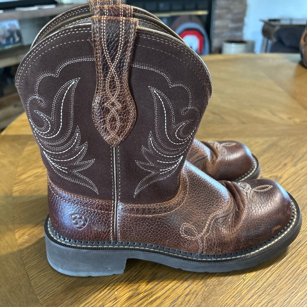 Ariat Fatbaby Heritage Western Boots Brown Leather Suede Womens 10B Pull On